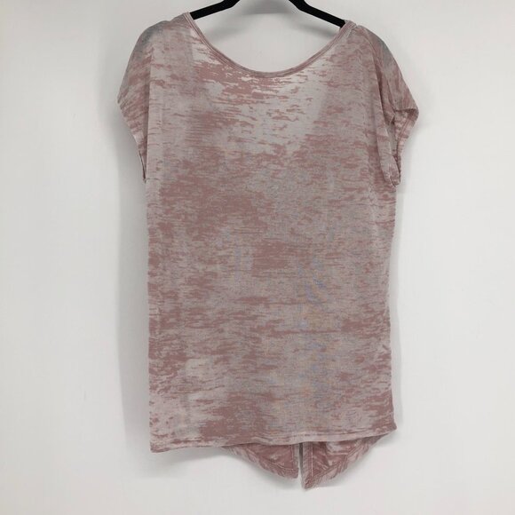 Cherish pale rose pink semi-sheer open cross cross  slit back t-shirt - Picture 14 of 14